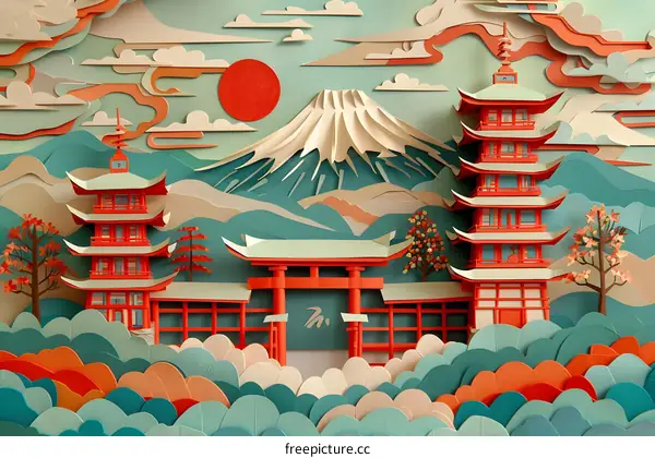Paper Art of Mount Fuji and Japanese Temples