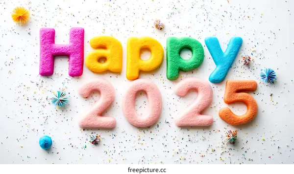 Happy New Year 2025 Colorful Letters