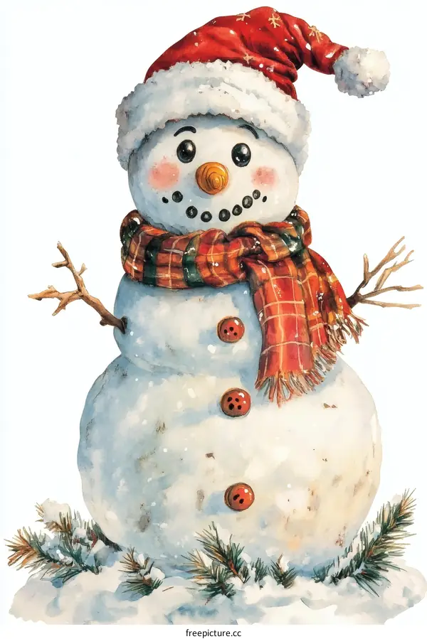 Cute Christmas Snowman Illustration