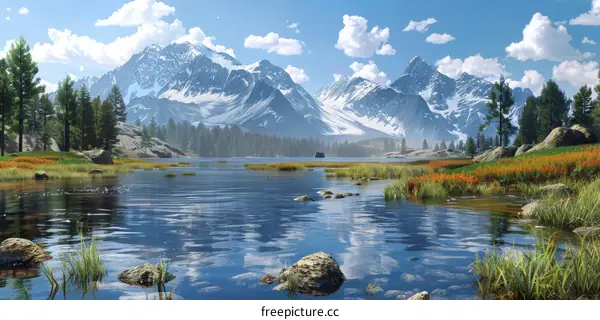 Majestic Mountain Lake with Lush Trees