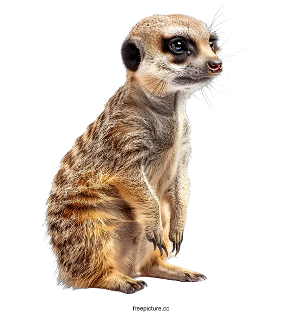 [Transparent Background PNG]Meerkat standing and looking away on white background