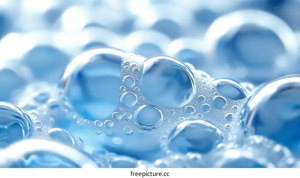 Closeup View of Blue Bubbles and Foam