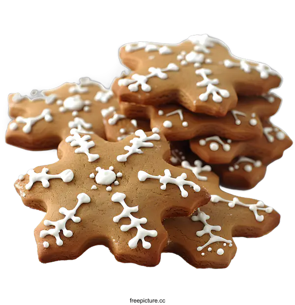 [Transparent Background PNG]Gingerbread snowflake cookies