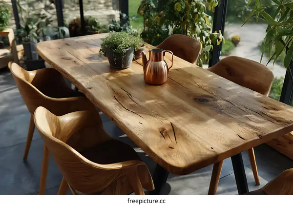 Rustic Wooden Dining Table with Chairs