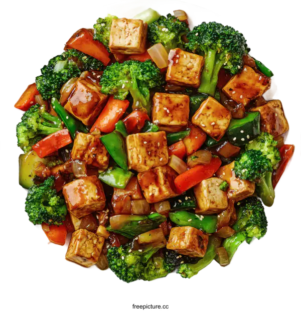 [Transparent Background PNG]Delicious Tofu and Vegetable Stir-fry Dish