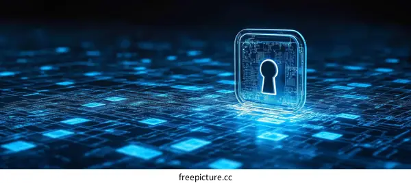 Digital Security Lock Illustration on Circuit Board