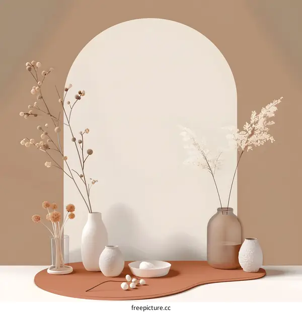 Minimalist Home Decor with Dried Flowers and Vases