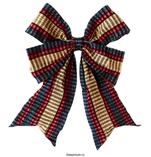 [Transparent Background PNG]Red Gold and Blue Plaid Bow