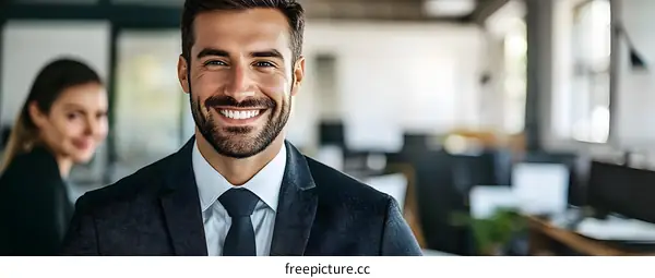 Smiling Businessman in Office