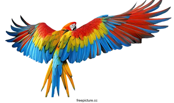 [Transparent Background PNG]Colorful Macaw in Flight