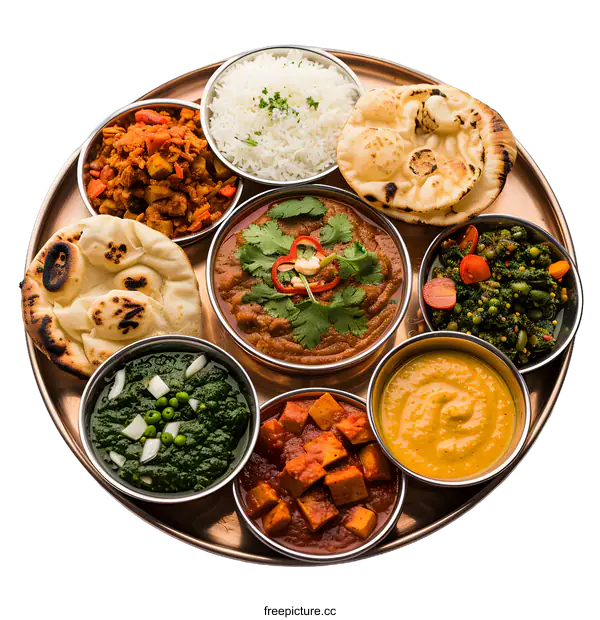 [Transparent Background PNG]Traditional Indian Thali Meal
