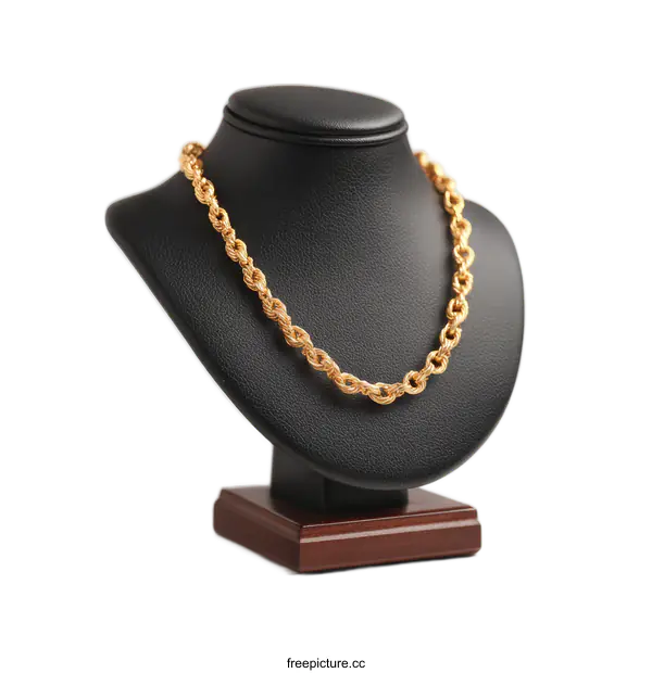 [Transparent Background PNG]Gold Rope Chain Necklace Display