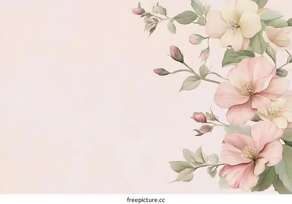 Delicate Pastel Floral Illustration Background