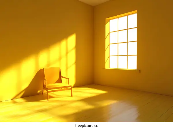 Yellow Room Interior Design with Chair and Window
