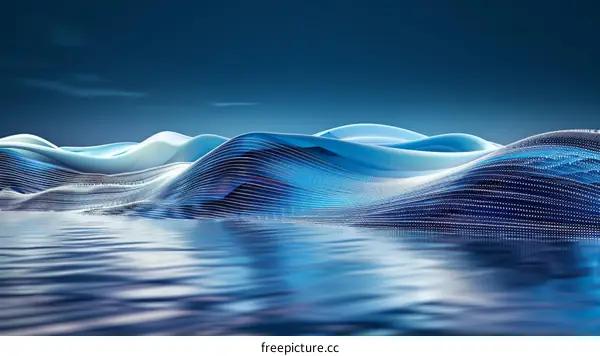 Blue and white abstract waves background