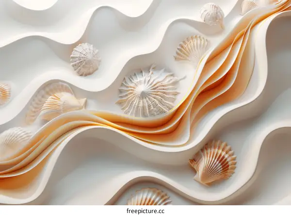 Abstract 3D Seashell Wall Decor Illustration