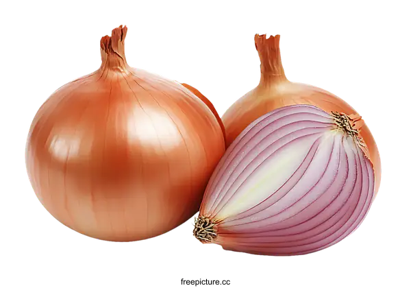 [Transparent Background PNG]Fresh Onions Close-up Studio Shot