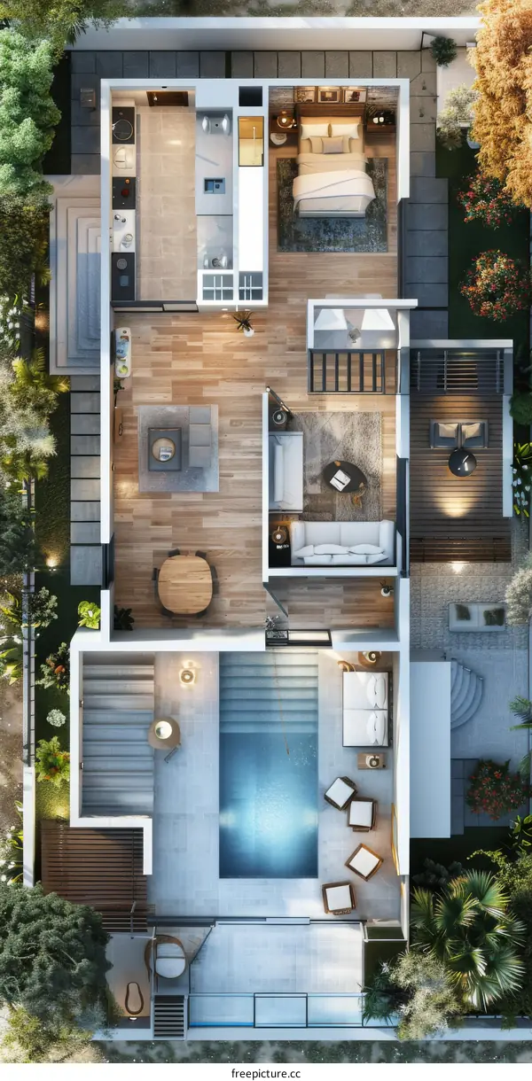 Modern House Floor Plan Design Illustration