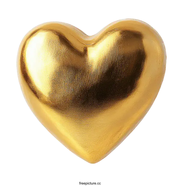 [Transparent Background PNG]Golden Heart Ornament Isolated on White Background