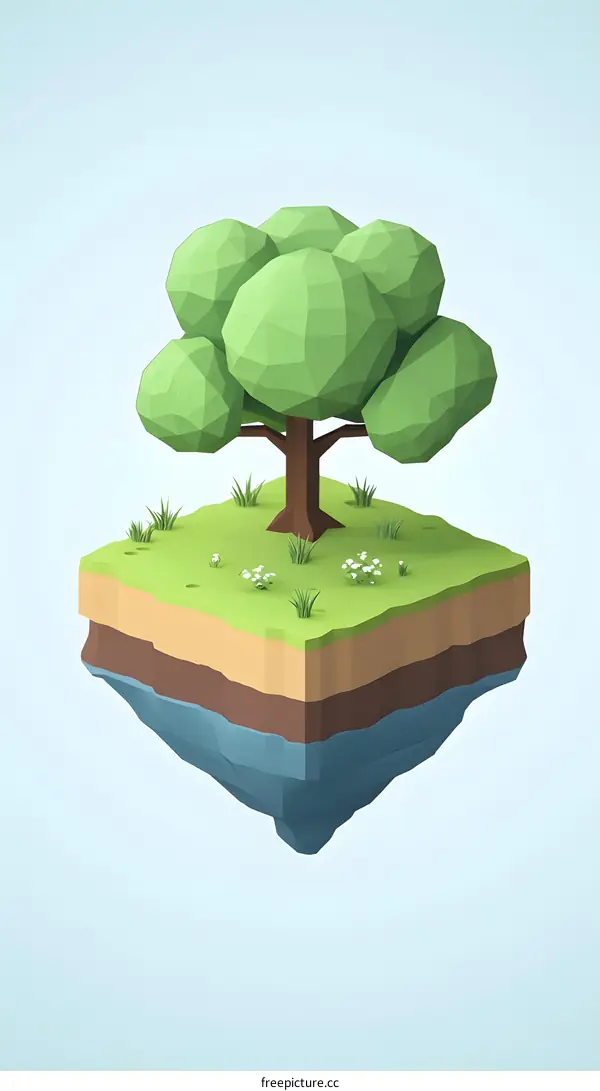 Low Poly Tree on a Floating Island