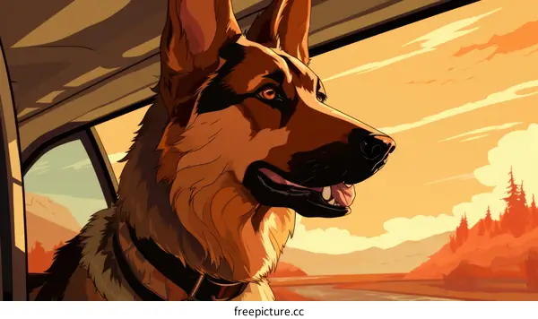 Dog Peering Out of Car Window While Traveling