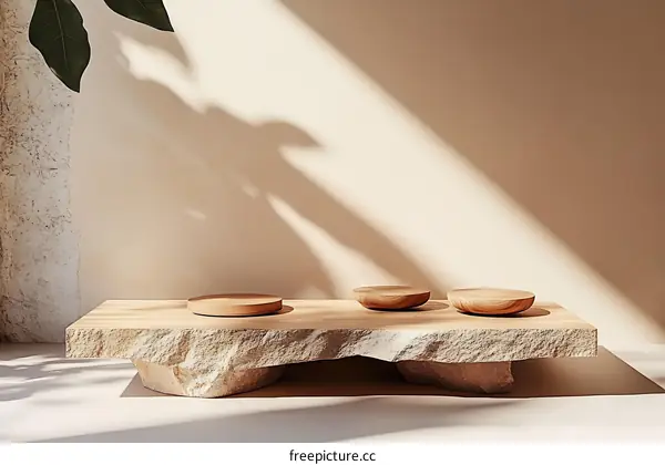 Natural Wooden Display Platform with Sunlight