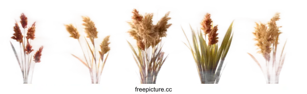 [Transparent Background PNG]Dried Pampas Grass Arrangements Isolated on White Background