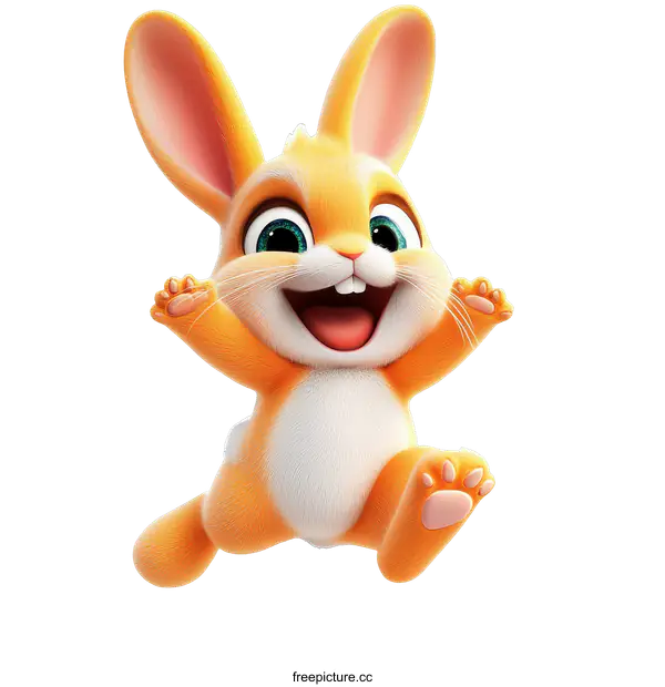 [Transparent Background PNG]Happy Cartoon Bunny Jumping