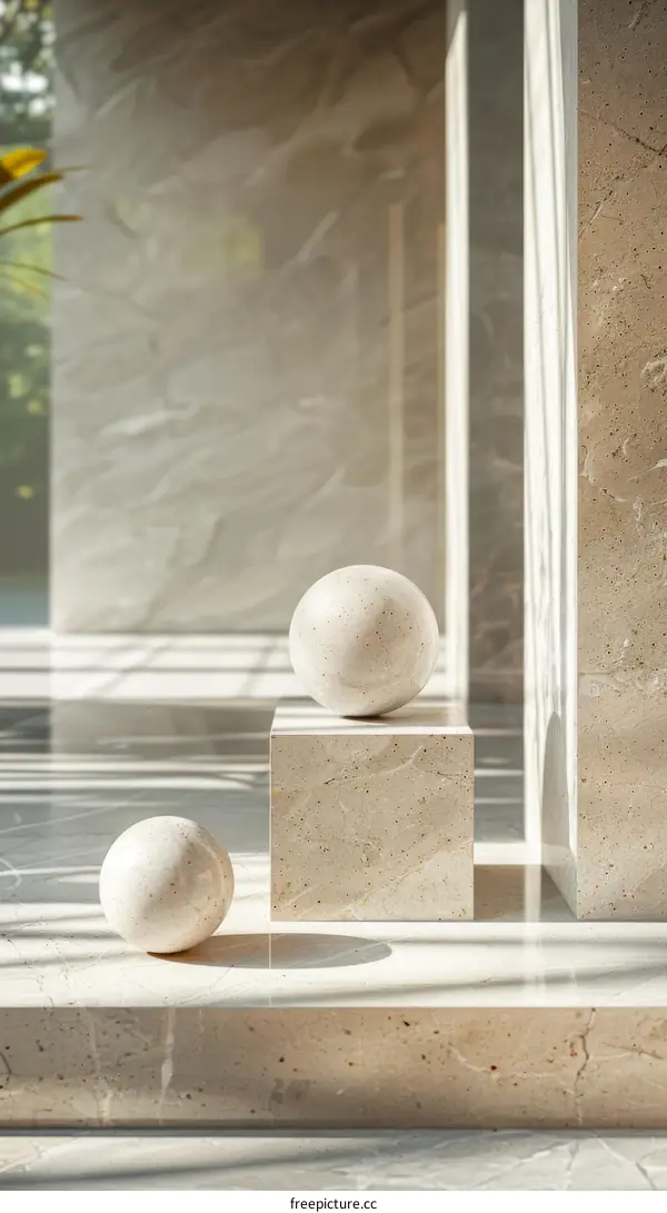 Modern Minimalist Stone Sphere Display