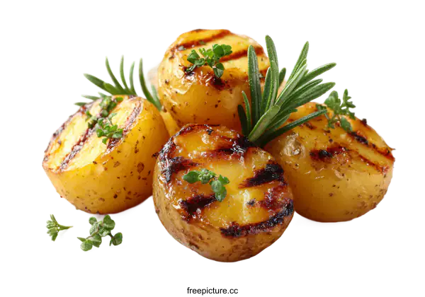 [Transparent Background PNG]Grilled Potatoes with Herbs Close-up