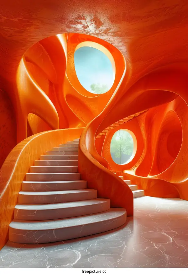 Organic Modern Architecture with Parametric Staircase Design
