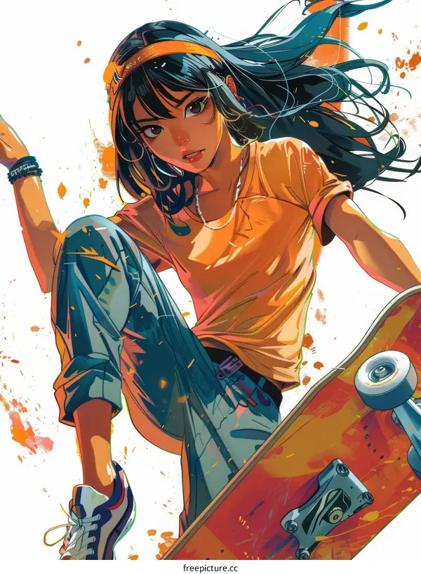 Young Girl Skateboarding