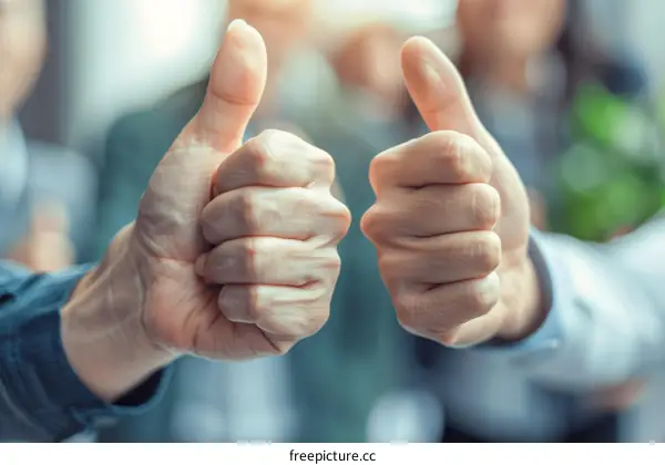 Two hands with thumbs up
