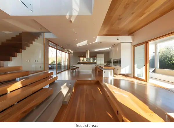 Modern Interior Design of a Luxurious Home with Wooden Flooring and Staircase
