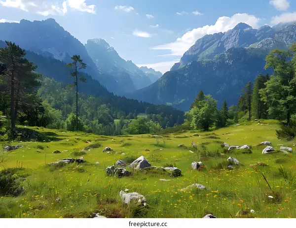 Alpine meadow in the mountains