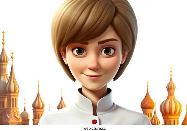 3D Rendering of a Female Chef in Chef Uniform