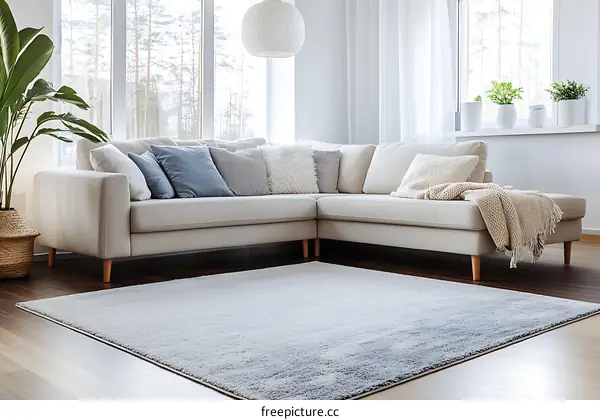 Modern Cozy Living Room with Sectional Sofa and Area Rug