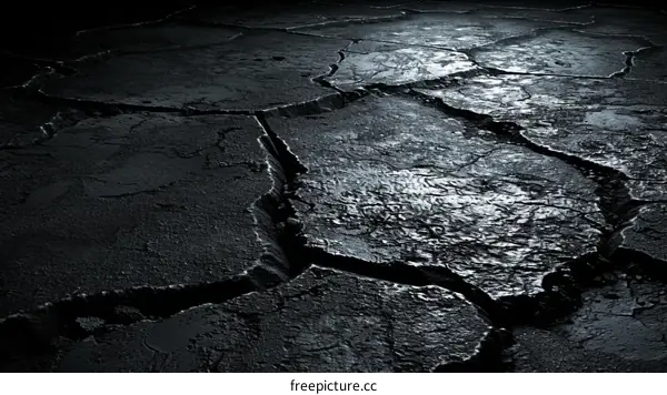 Black cracked ground texture