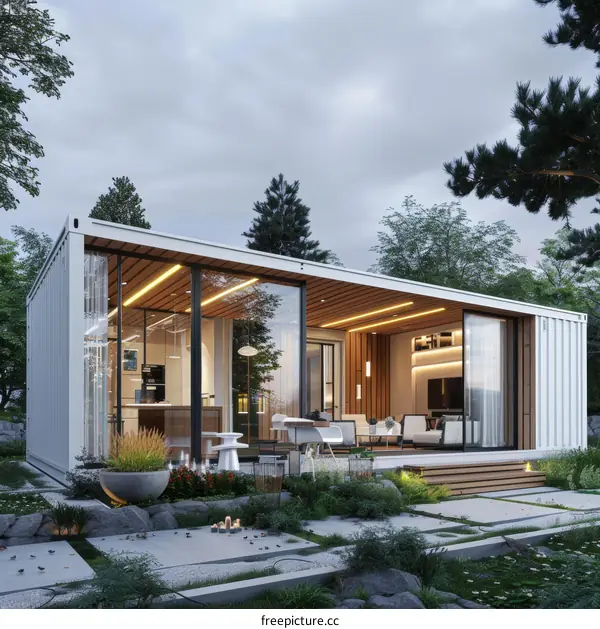 Modern Small House with Extensive Glass Windows