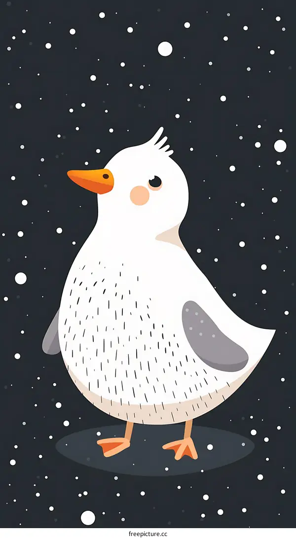 Cute Cartoon Penguin In Snow