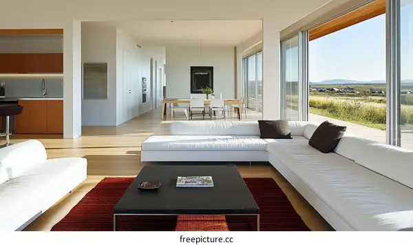 Modern Open-Plan Living Area with Panoramic Views