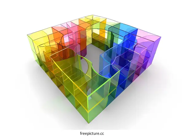 Abstract Colorful Glass Block Puzzle