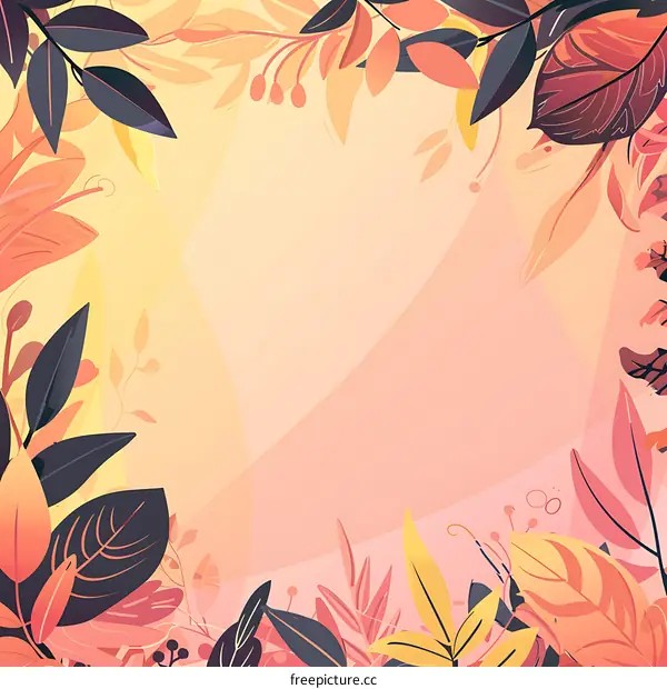 Abstract Floral Frame with Pink and Yellow Tones