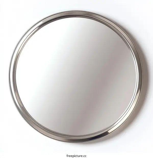 Round Silver Metal Framed Wall Mirror