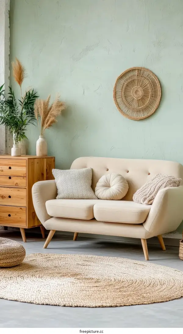Beige Sofa in a Modern Scandinavian Living Room