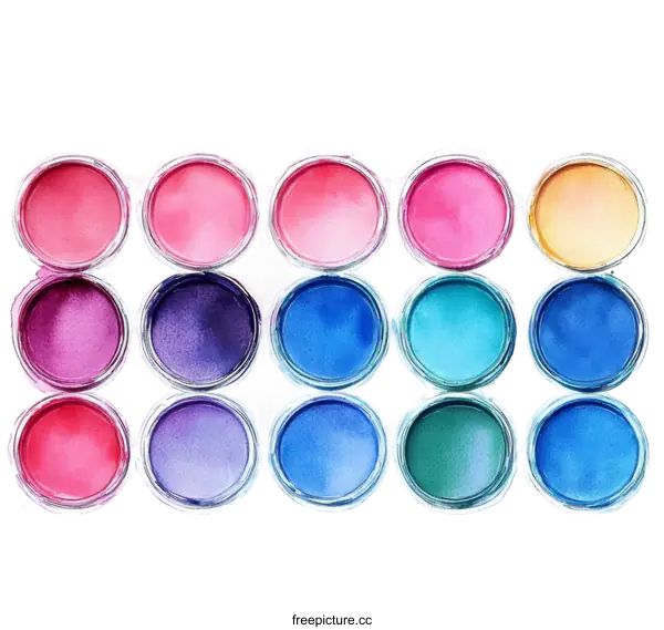 [Transparent Background PNG]Watercolor Paint Palette with Vibrant Colors