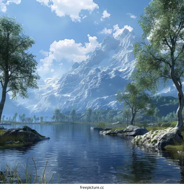 Mountain Lake in the Valley