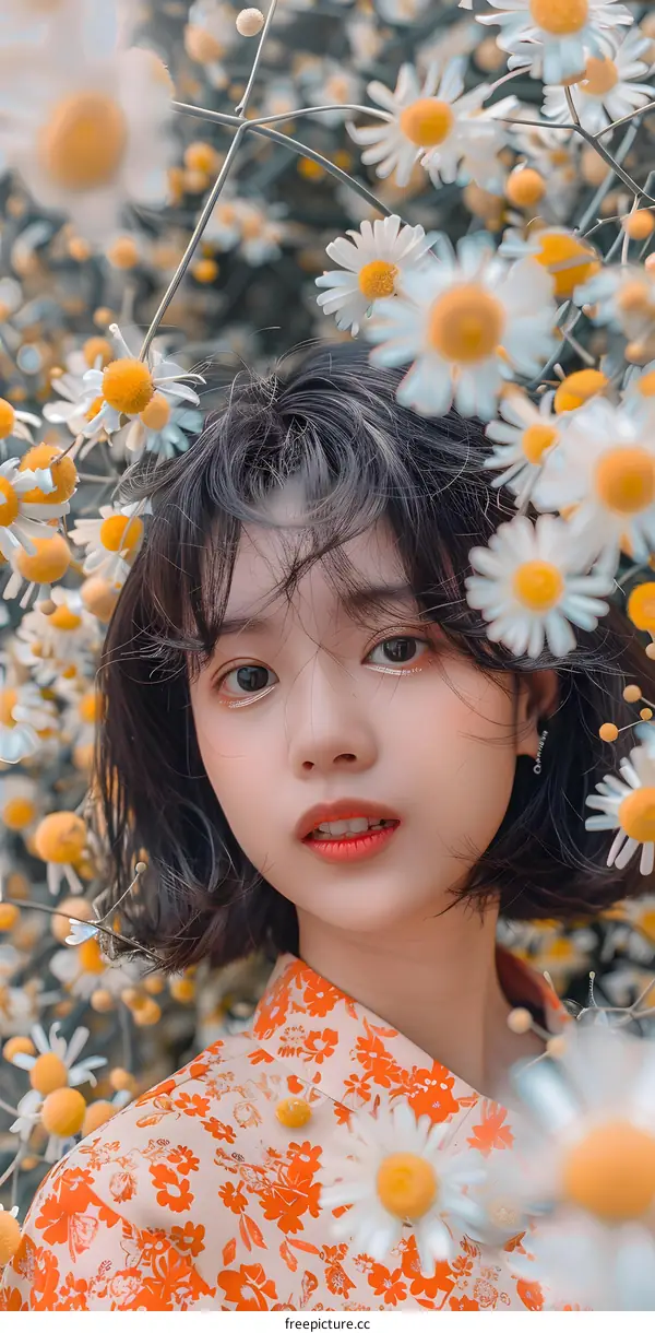 Portrait of a Young Woman with Flowers in Her Hair
