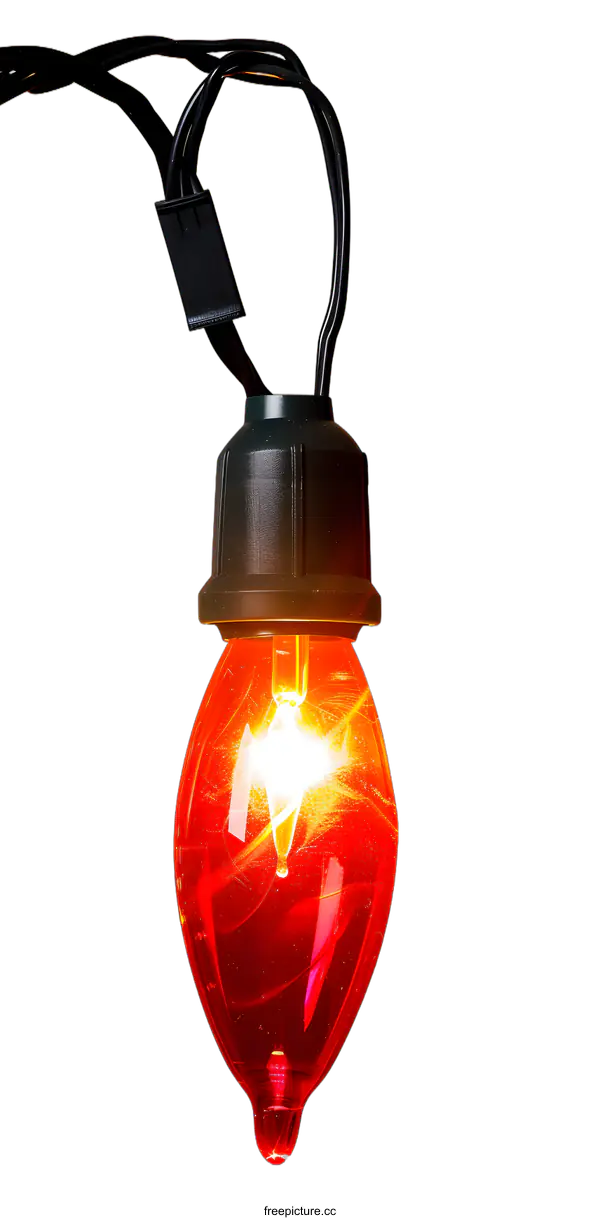 [Transparent Background PNG]Red Christmas Light Bulb Hanging Isolated