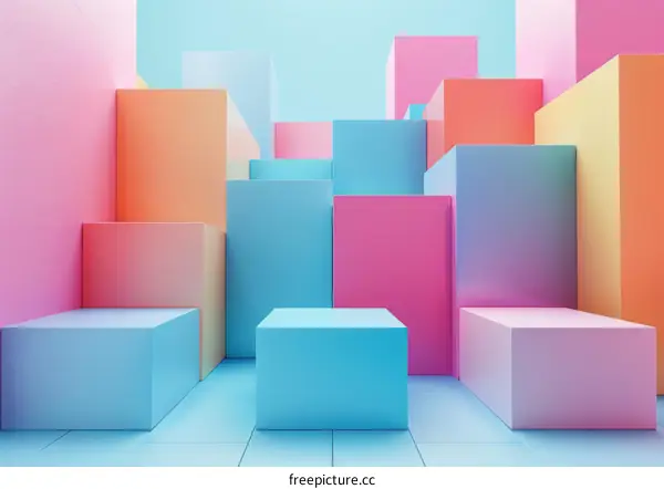 Colorful Geometric Shapes with Podium